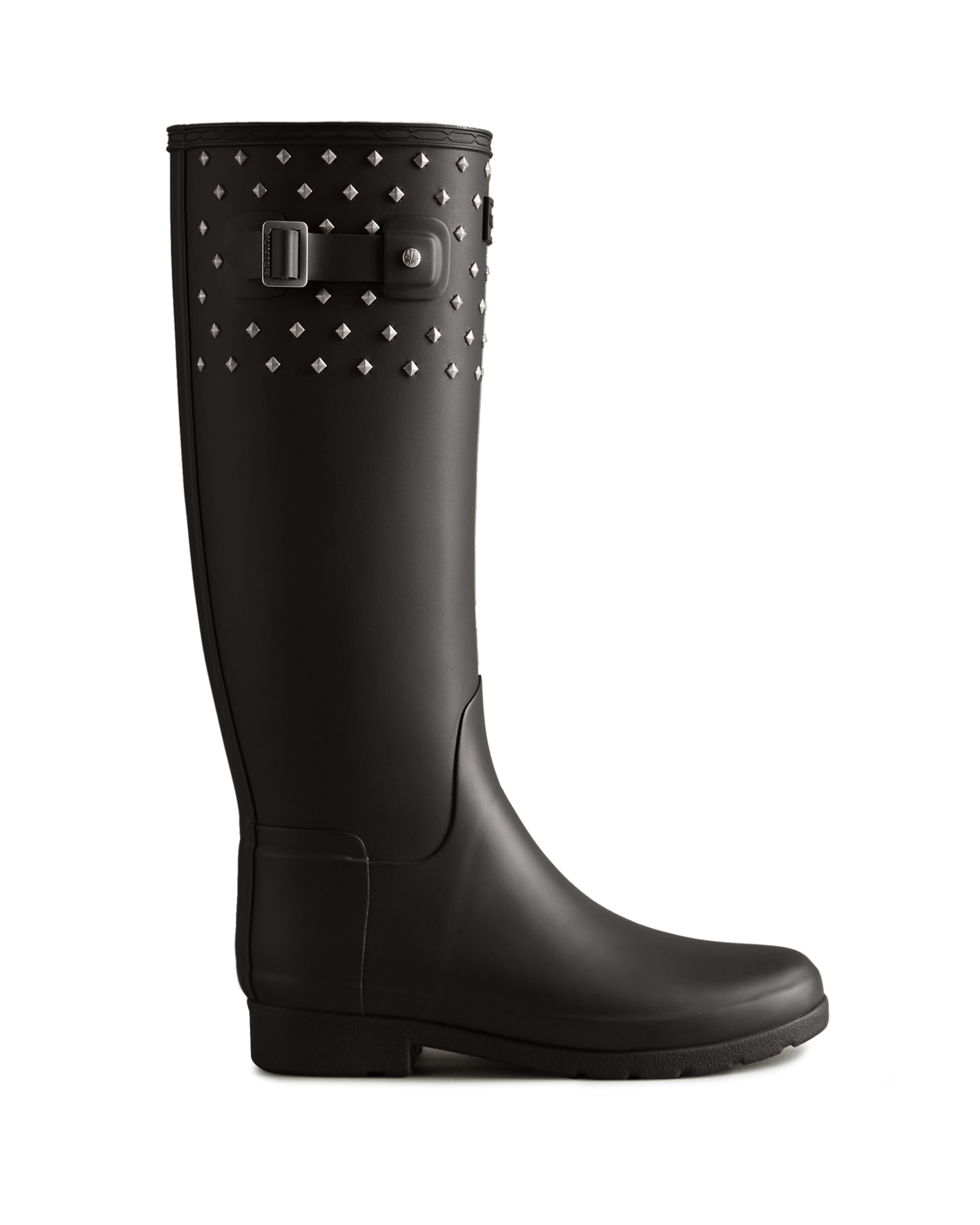 Women s Refine Slim Fit Tall Stud Cuff Rain Boots Black