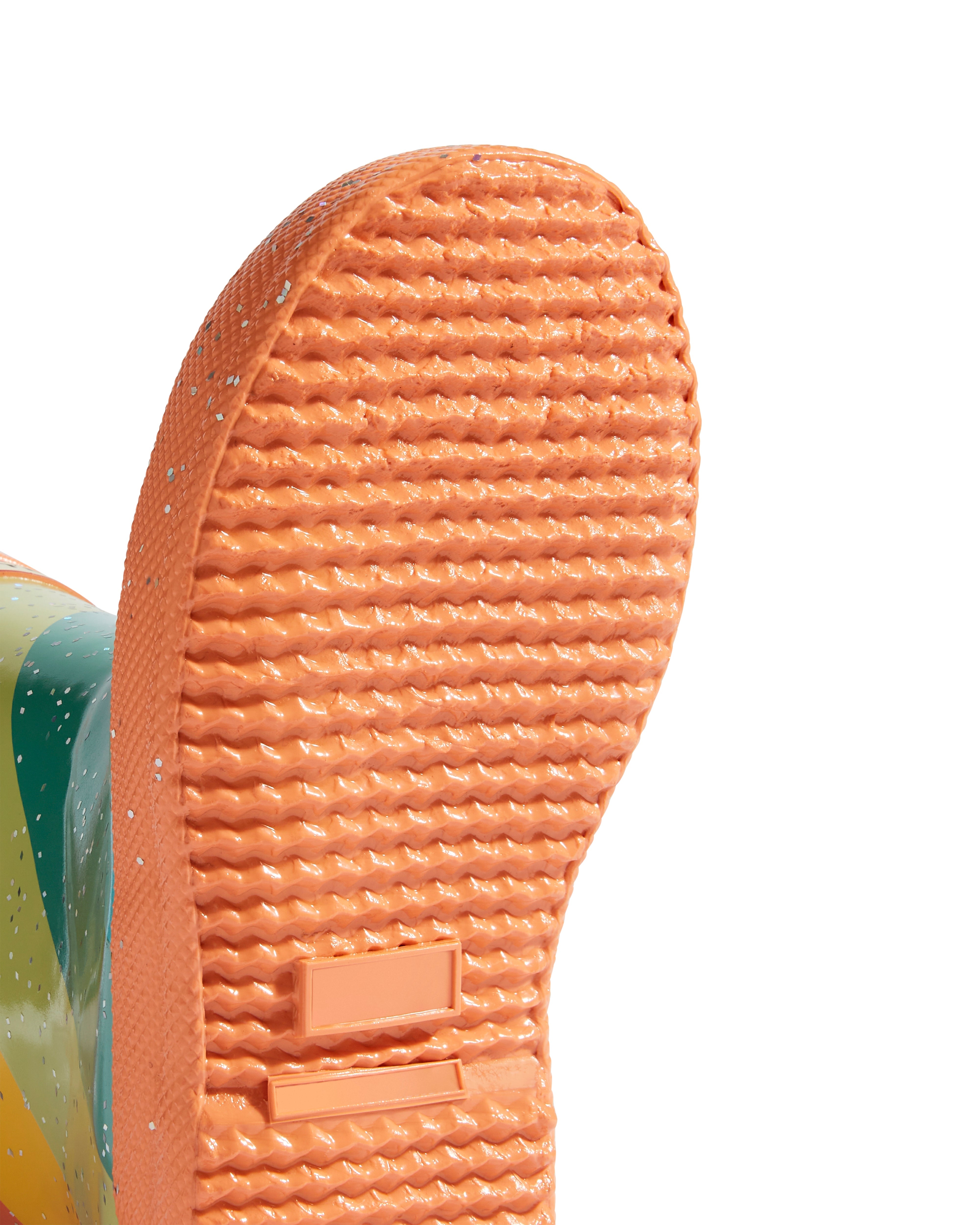 キッズ ファースト クラシック ディアゴナルストライプ ジャイアント グリッター レインブーツ - オプティミスティックオレンジ