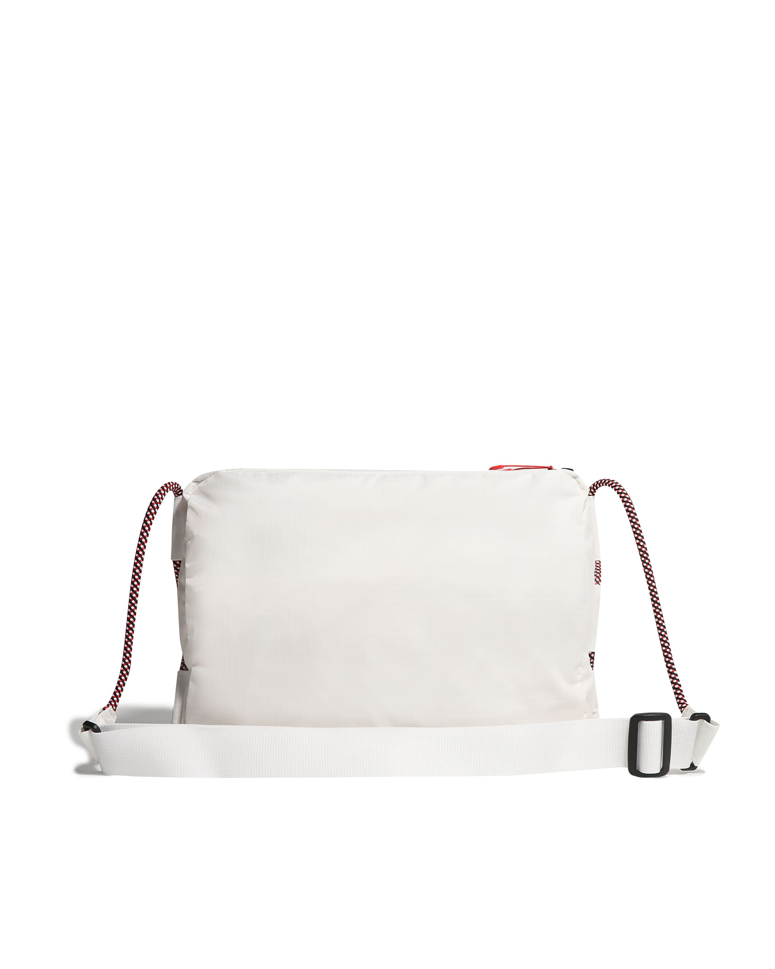 トラベル リップストップ リサイクル ナイロン サコッシュ - ホワイト/レッド ボックス ロゴ