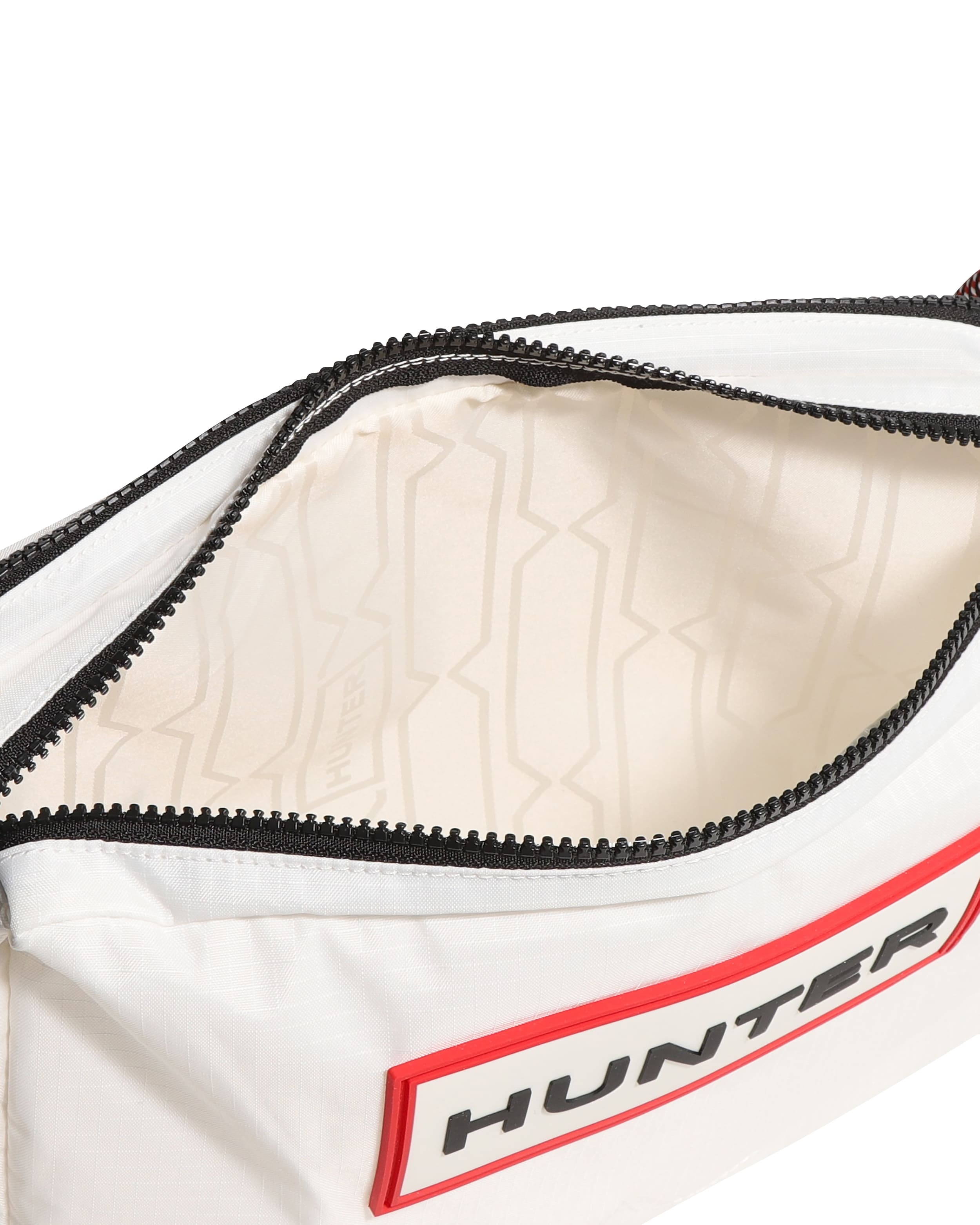 トラベル リップストップ リサイクル ナイロン サコッシュ - ホワイト/レッド ボックス ロゴ