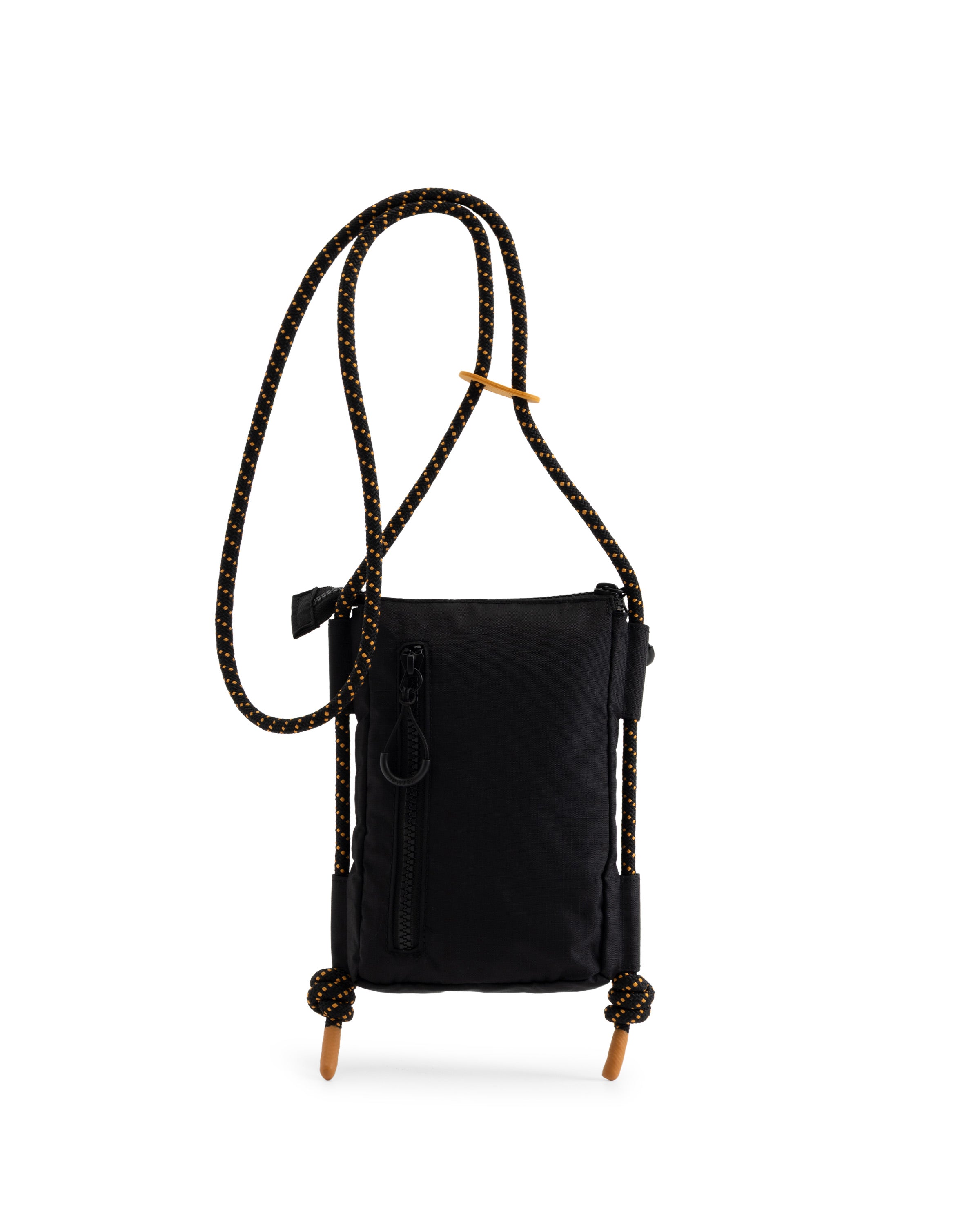 トラベル リップストップ リサイクル ナイロン フォンポーチ - ブラック / リッチオーカー