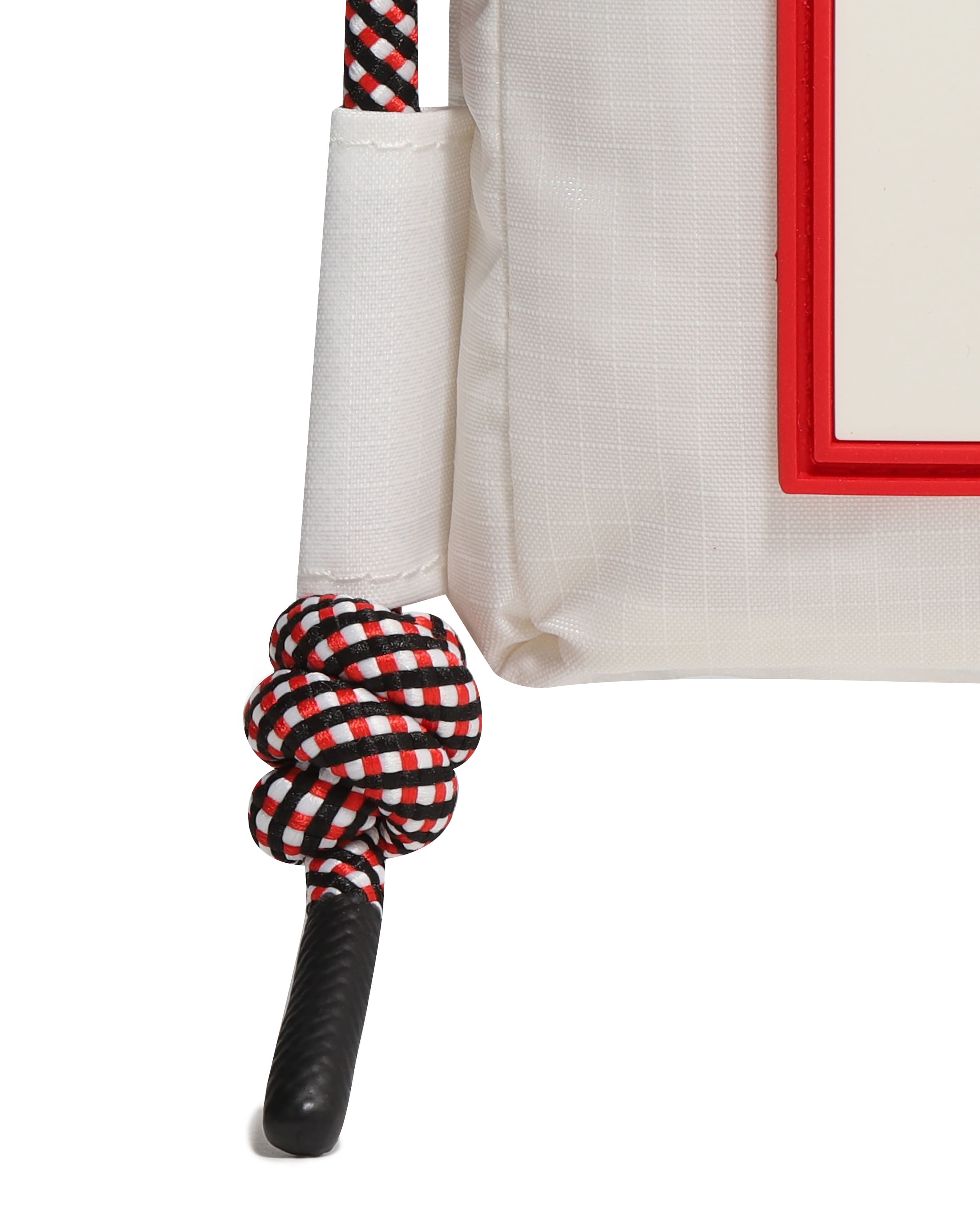 トラベル リップストップ リサイクル ナイロン フォンポーチ - ホワイト/レッド ボックス ロゴ