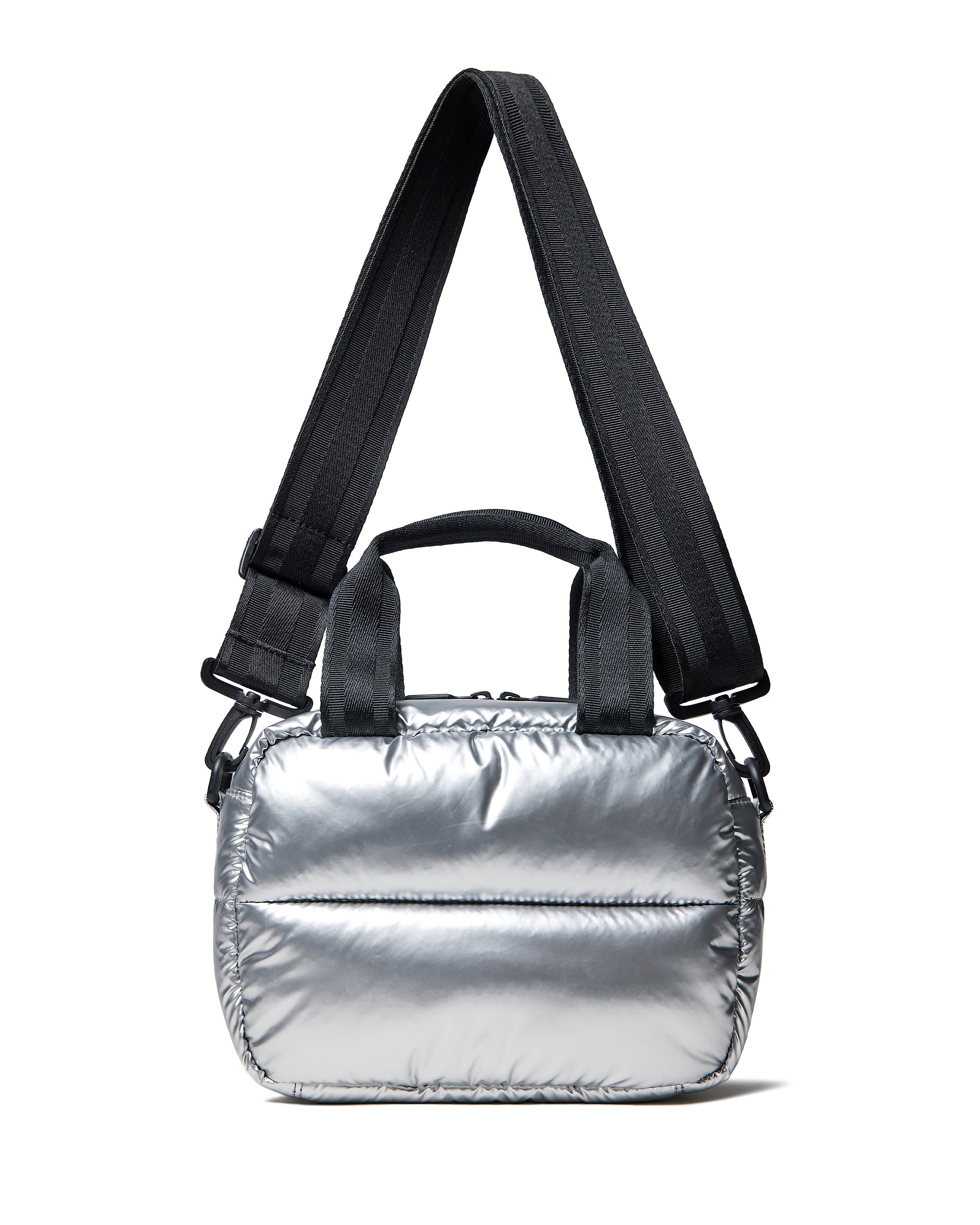 イントレピッド エクストラ パフド ミニ ボストン - シルバー ホイル