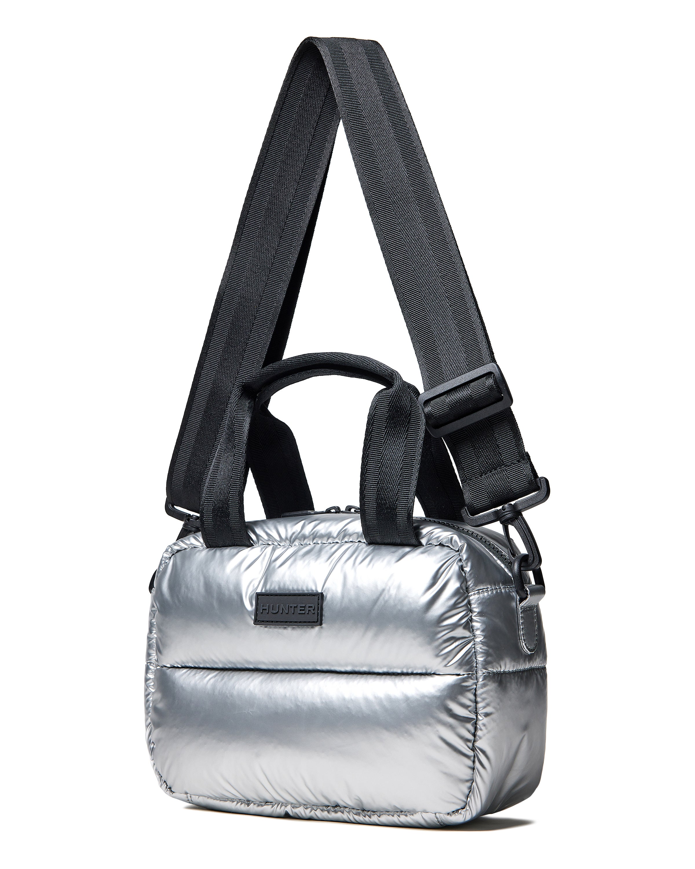 イントレピッド エクストラ パフド ミニ ボストン - シルバー ホイル