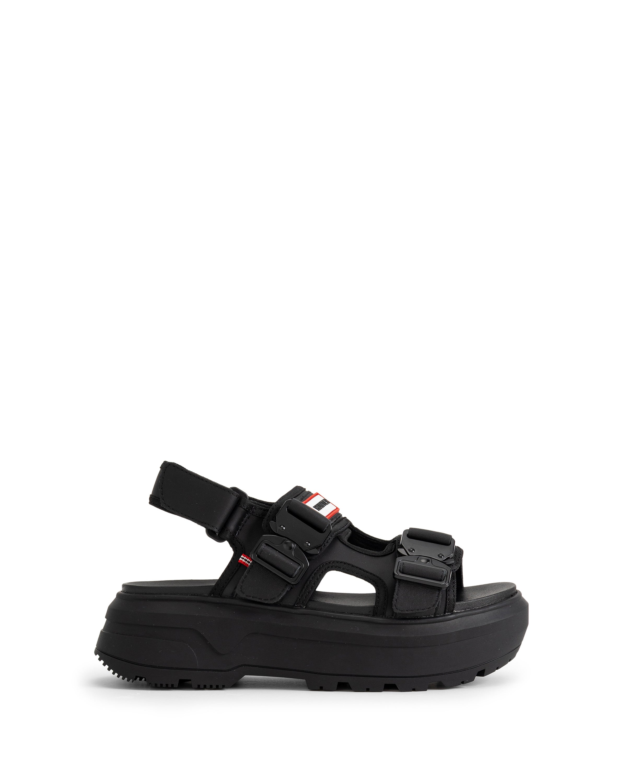 ユニセックス シティ リベル ネオ レザー バックル サンダル - ブラック