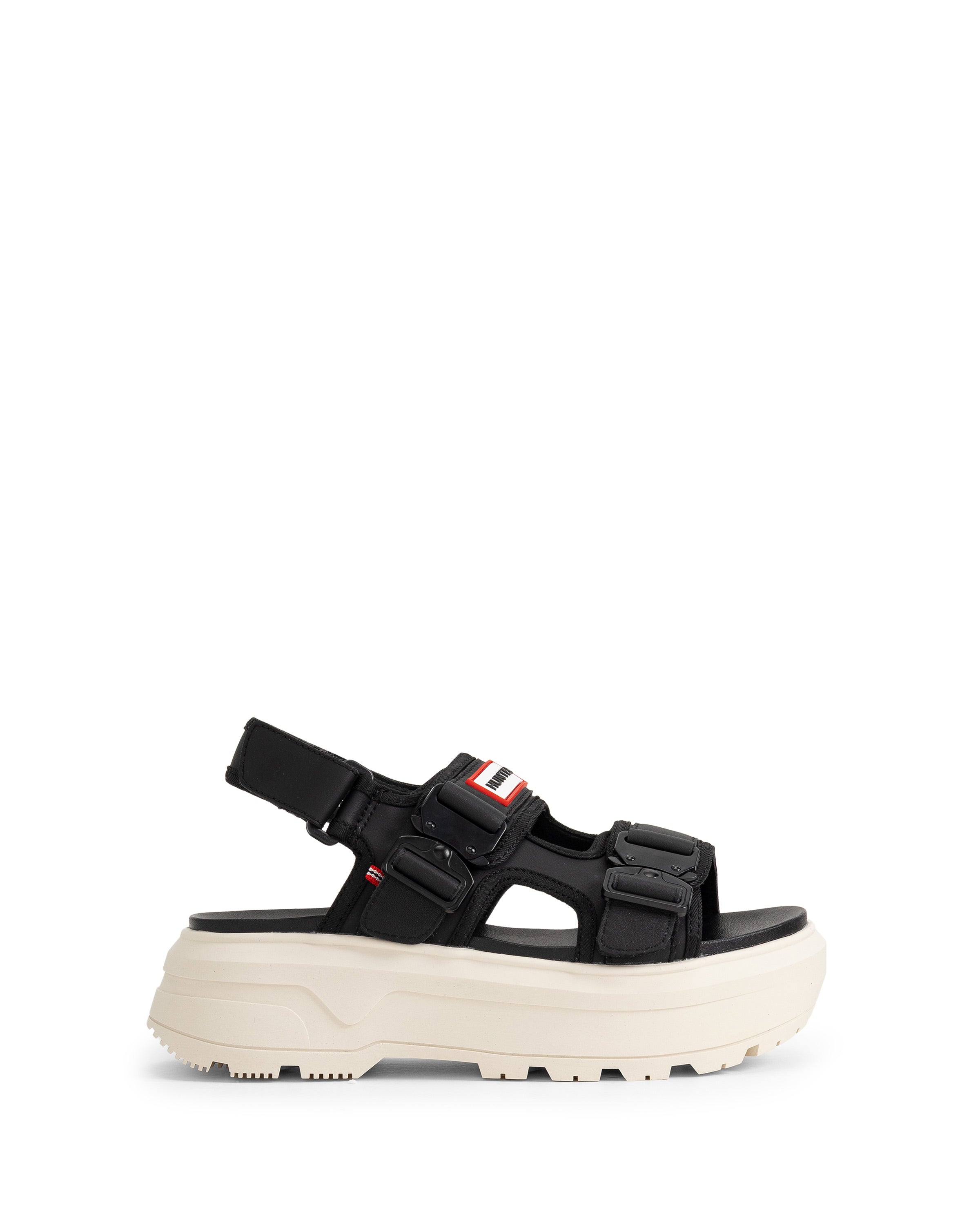ユニセックス シティ リベル ネオ レザー バックル サンダル - ブラック / キャンバス クリーム