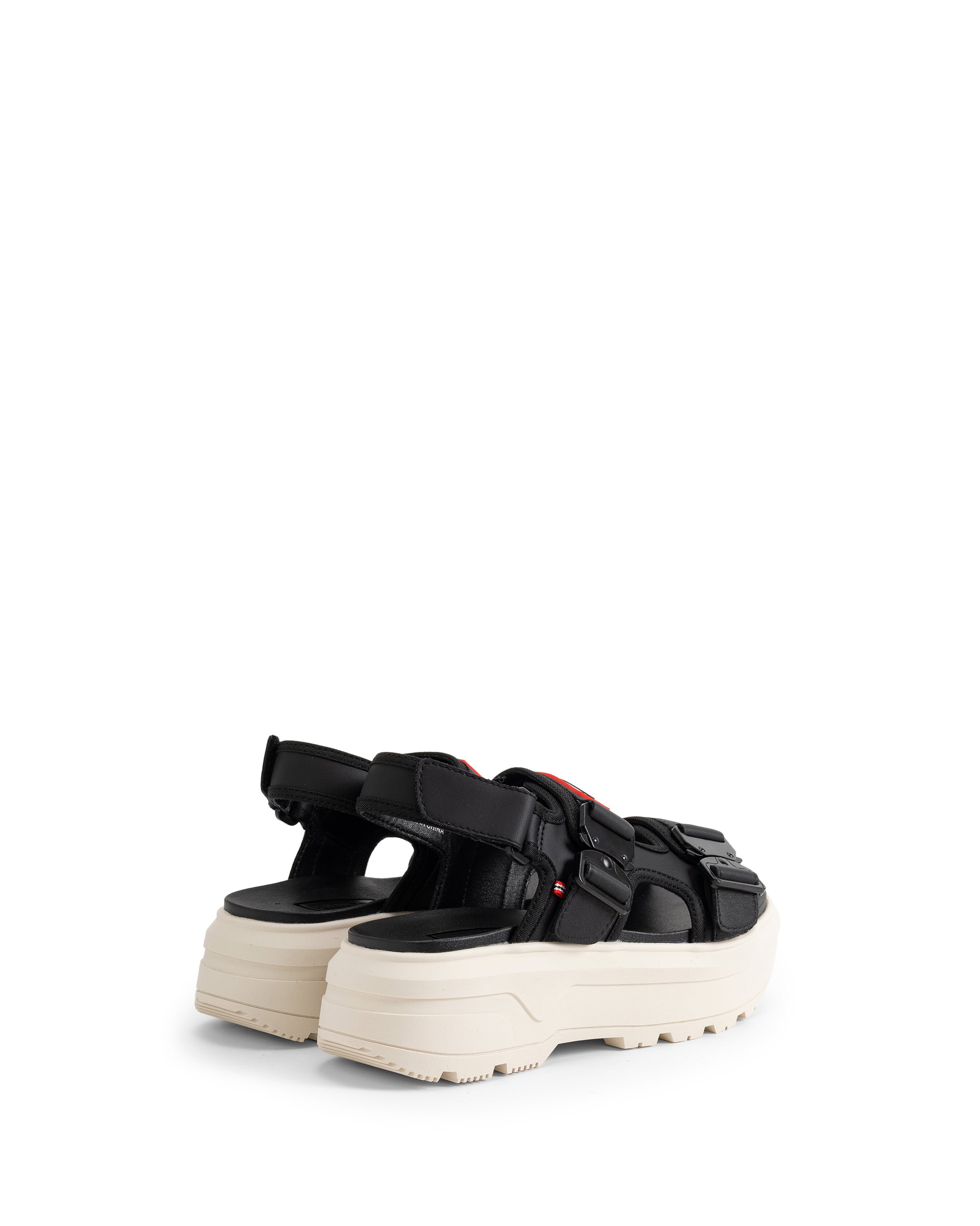 ユニセックス シティ リベル ネオ レザー バックル サンダル - ブラック / キャンバス クリーム