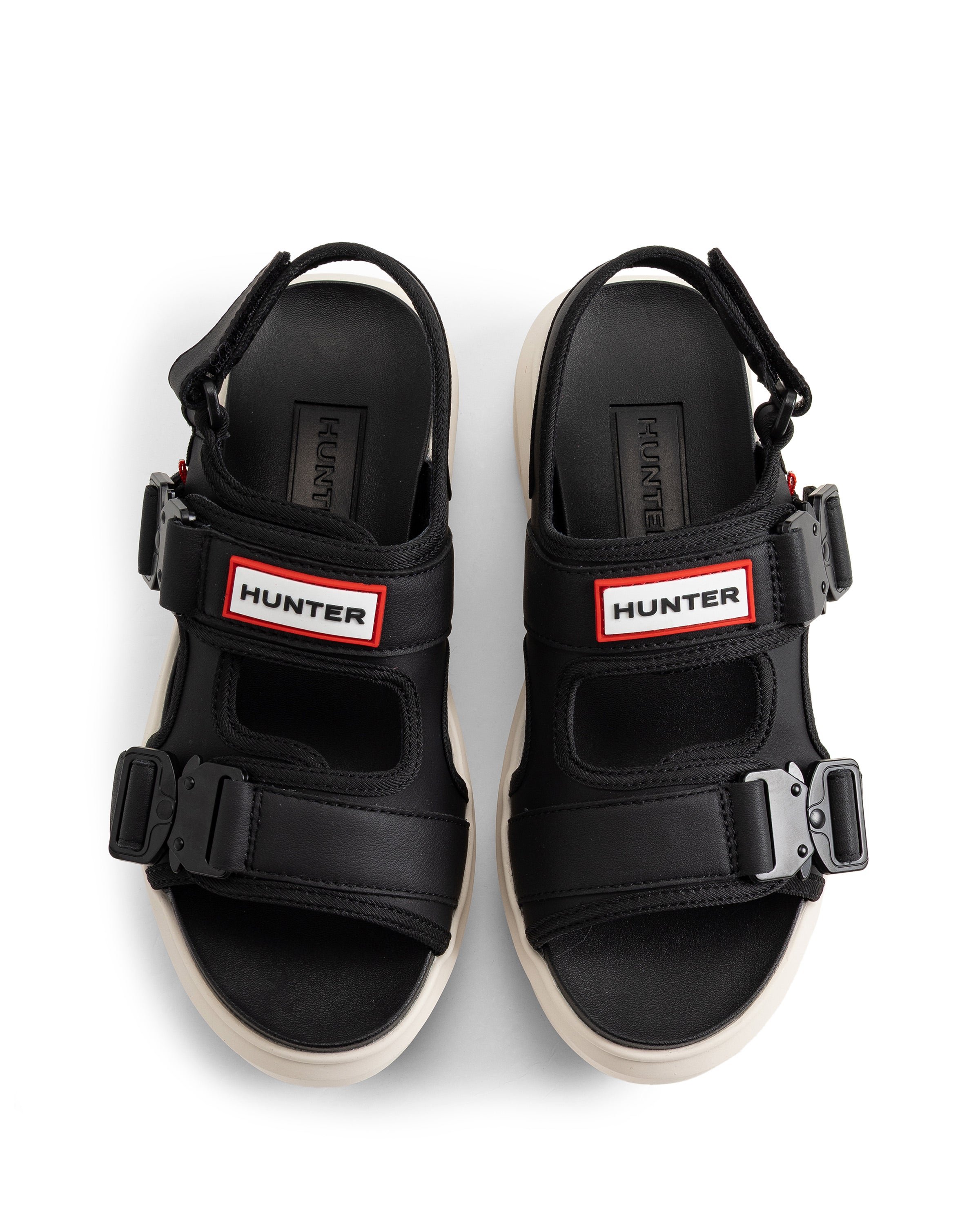 ユニセックス シティ リベル ネオ レザー バックル サンダル - ブラック / キャンバス クリーム