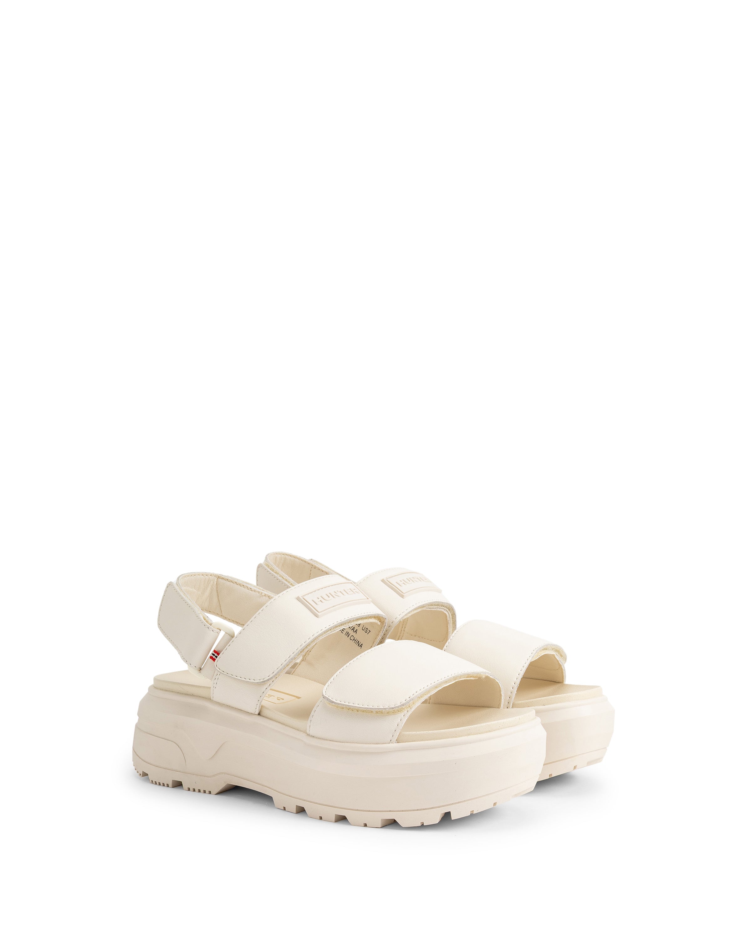 ユニセックス シティ リベル レザー ヒール ストラップ サンダル - キャンバスクリーム