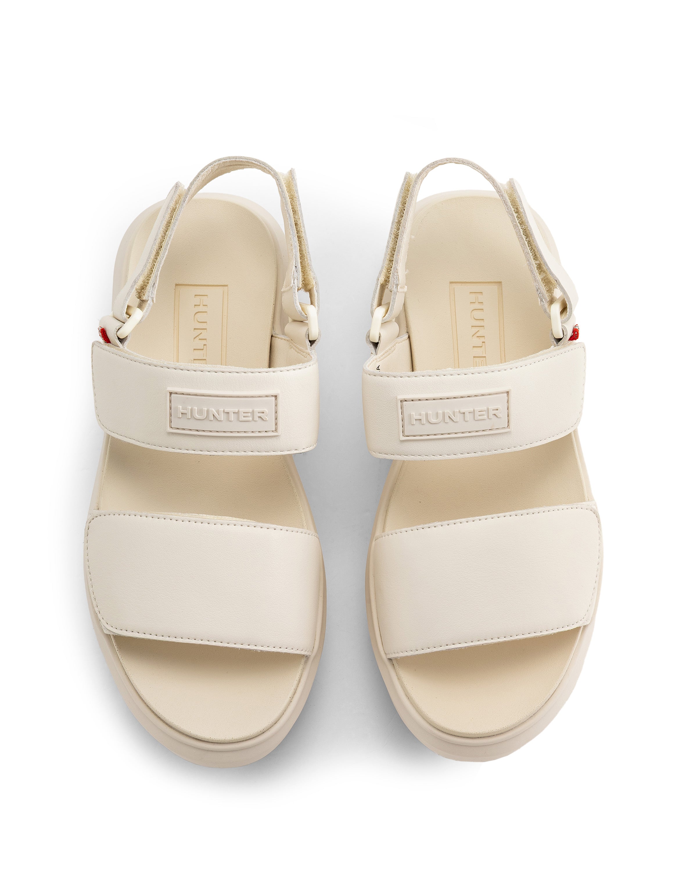 ユニセックス シティ リベル レザー ヒール ストラップ サンダル - キャンバスクリーム