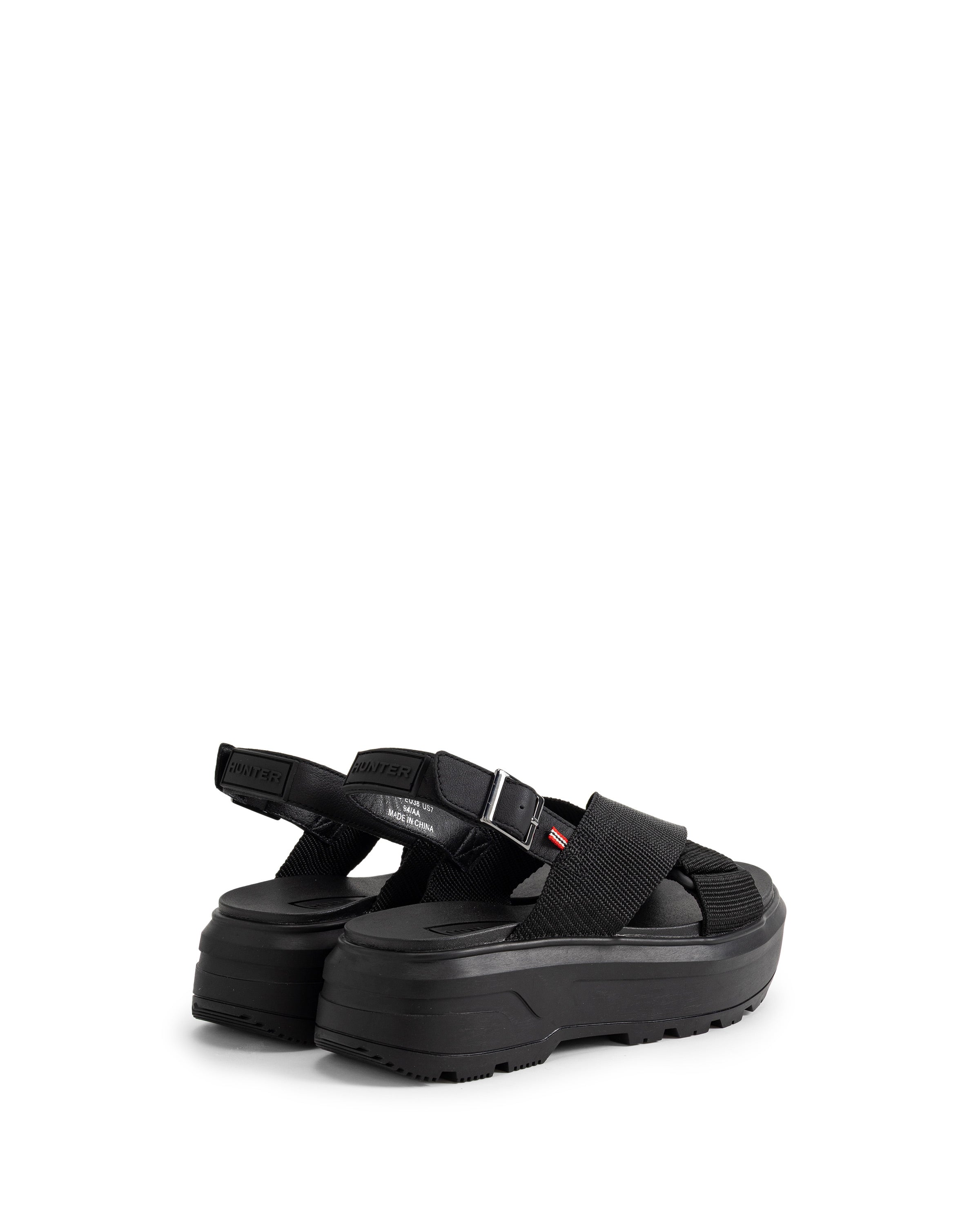 ユニセックス シティ リベル ウェビング クロスオーバー サンダル - ブラック