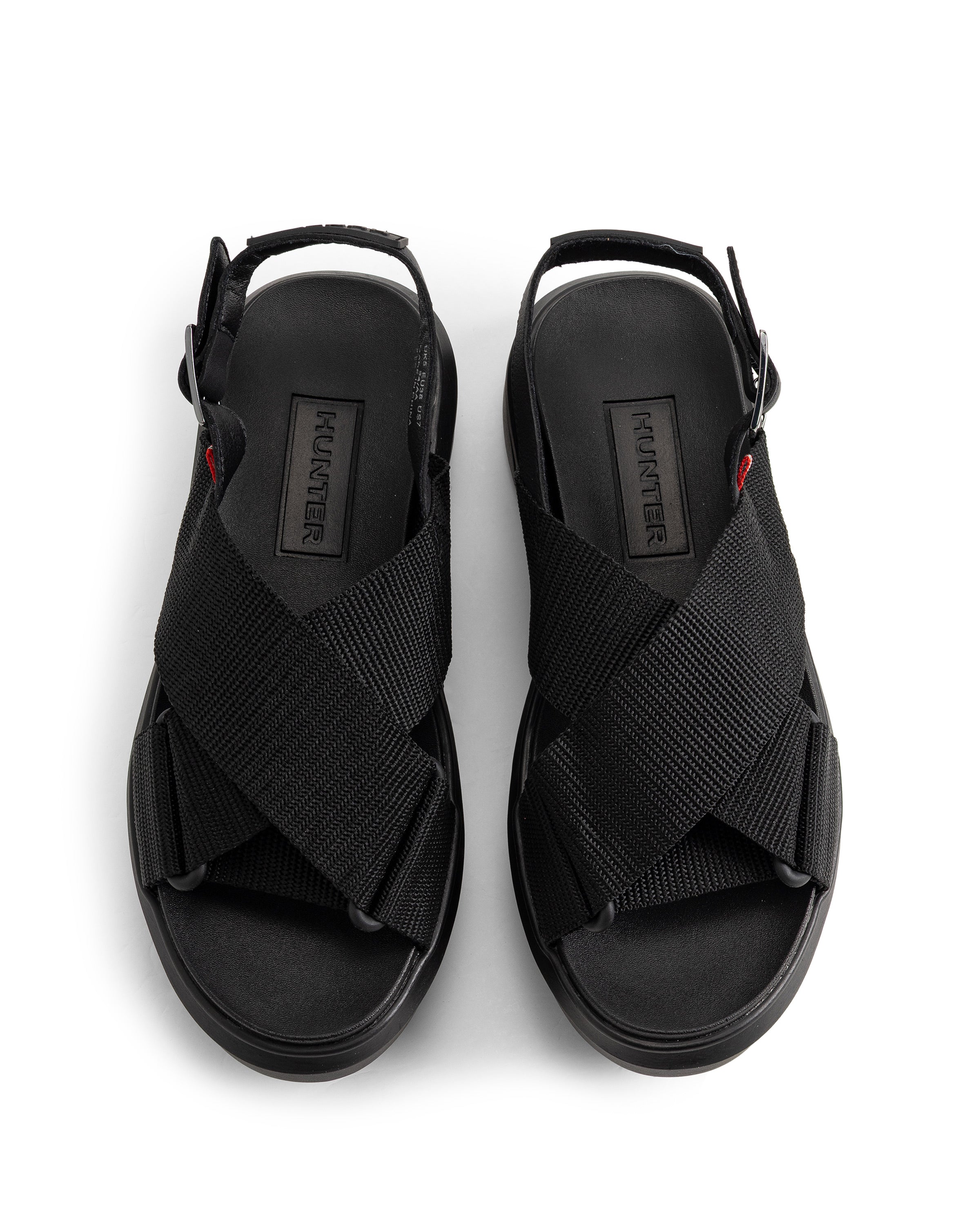 ユニセックス シティ リベル ウェビング クロスオーバー サンダル - ブラック