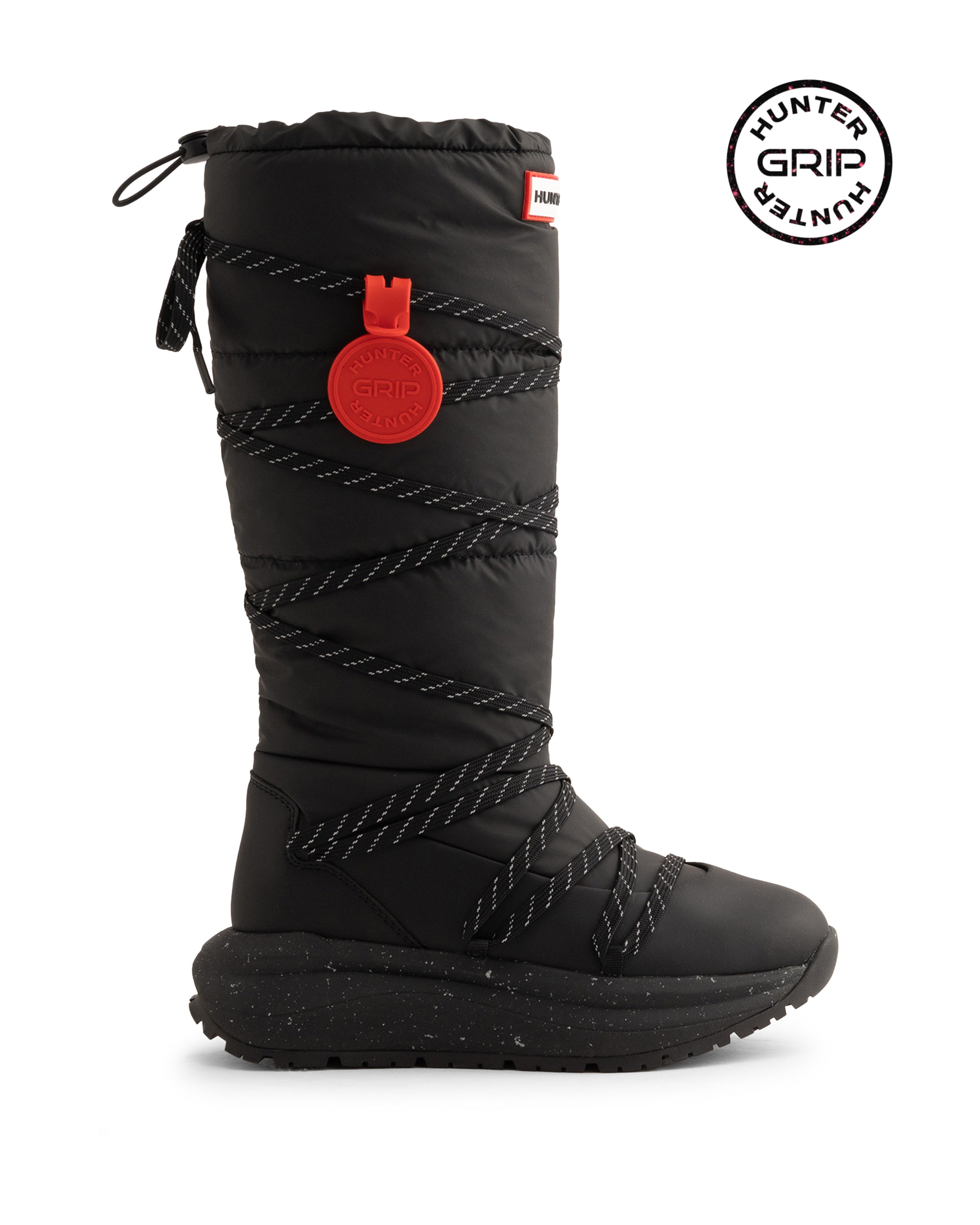 HUNTER ブラック スノーブーツ ユニセックス ハンター グリップ トール スノー ブーツ - ブラック