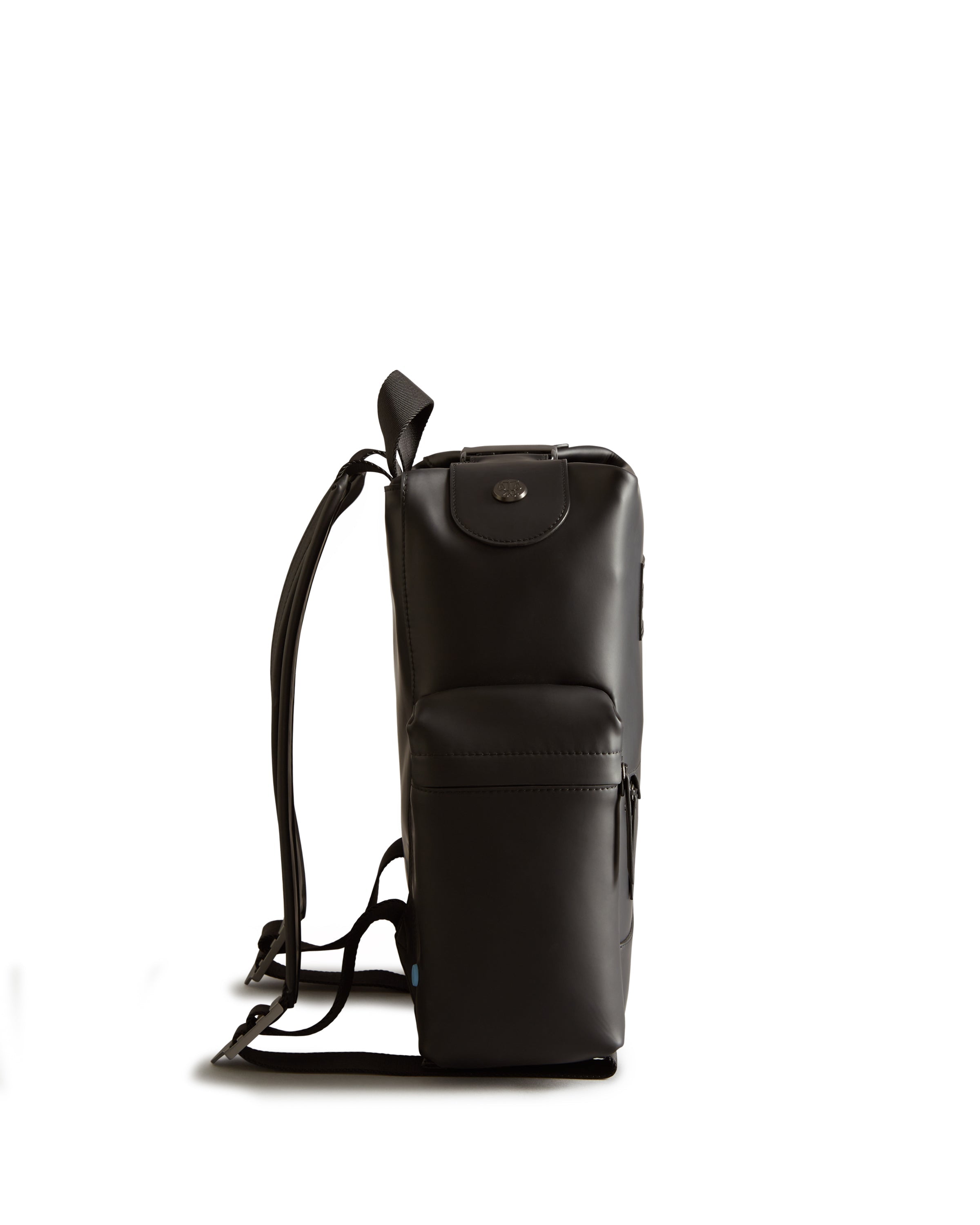Original Medium Top Clip Backpack - Rubber Leather - Black