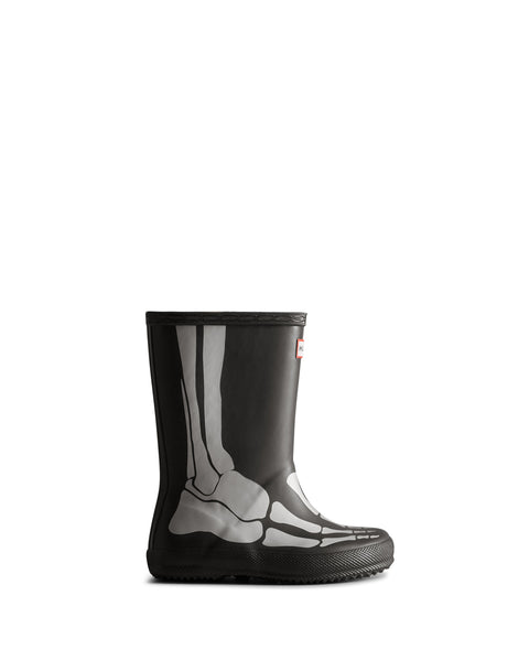 Kids First Classic Metallic Skeleton Rain Boots Black