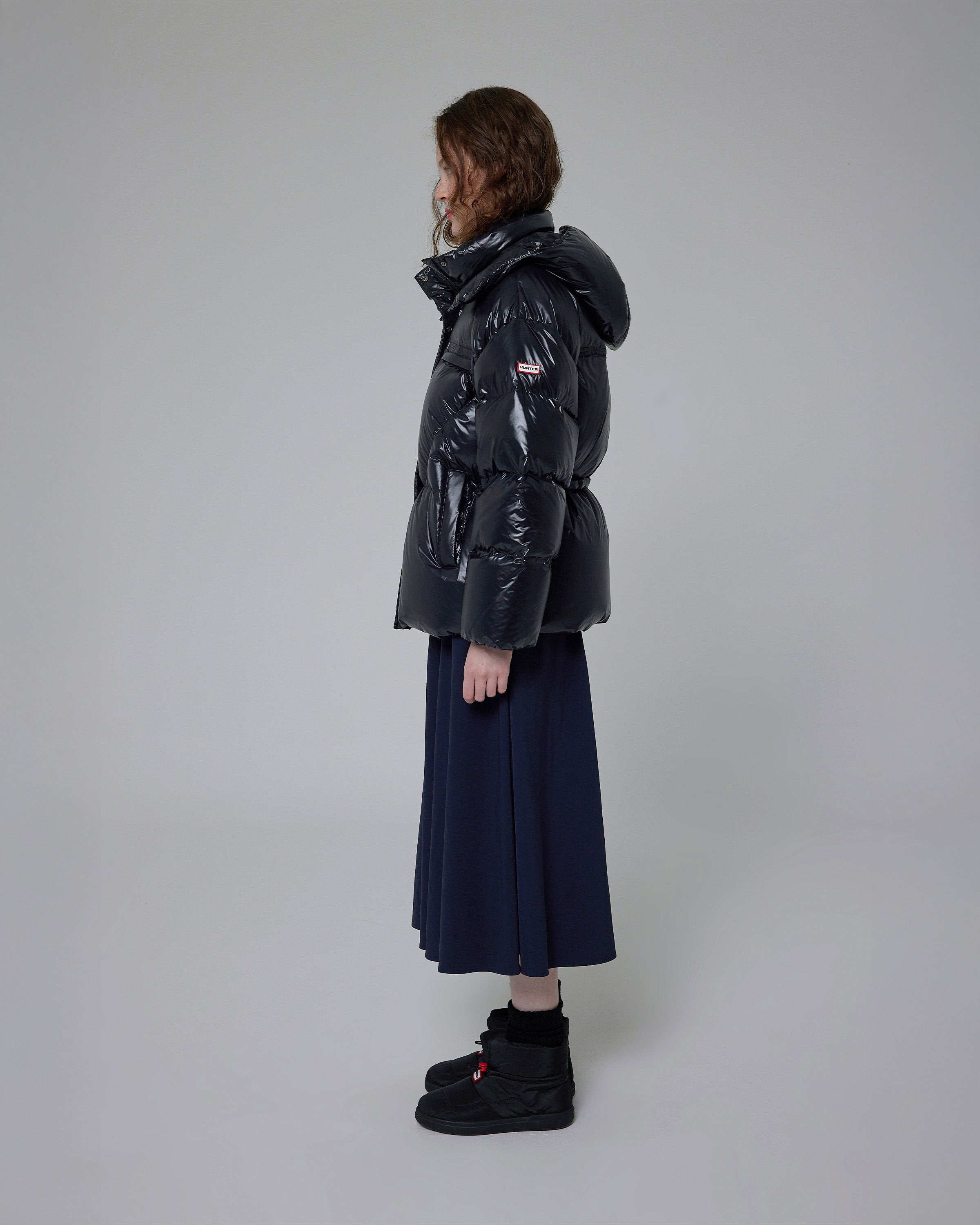 【美品】HUNTER ダウン　ブラック レディース イントレピッド ミドル ダウン ジャケット - ブラック