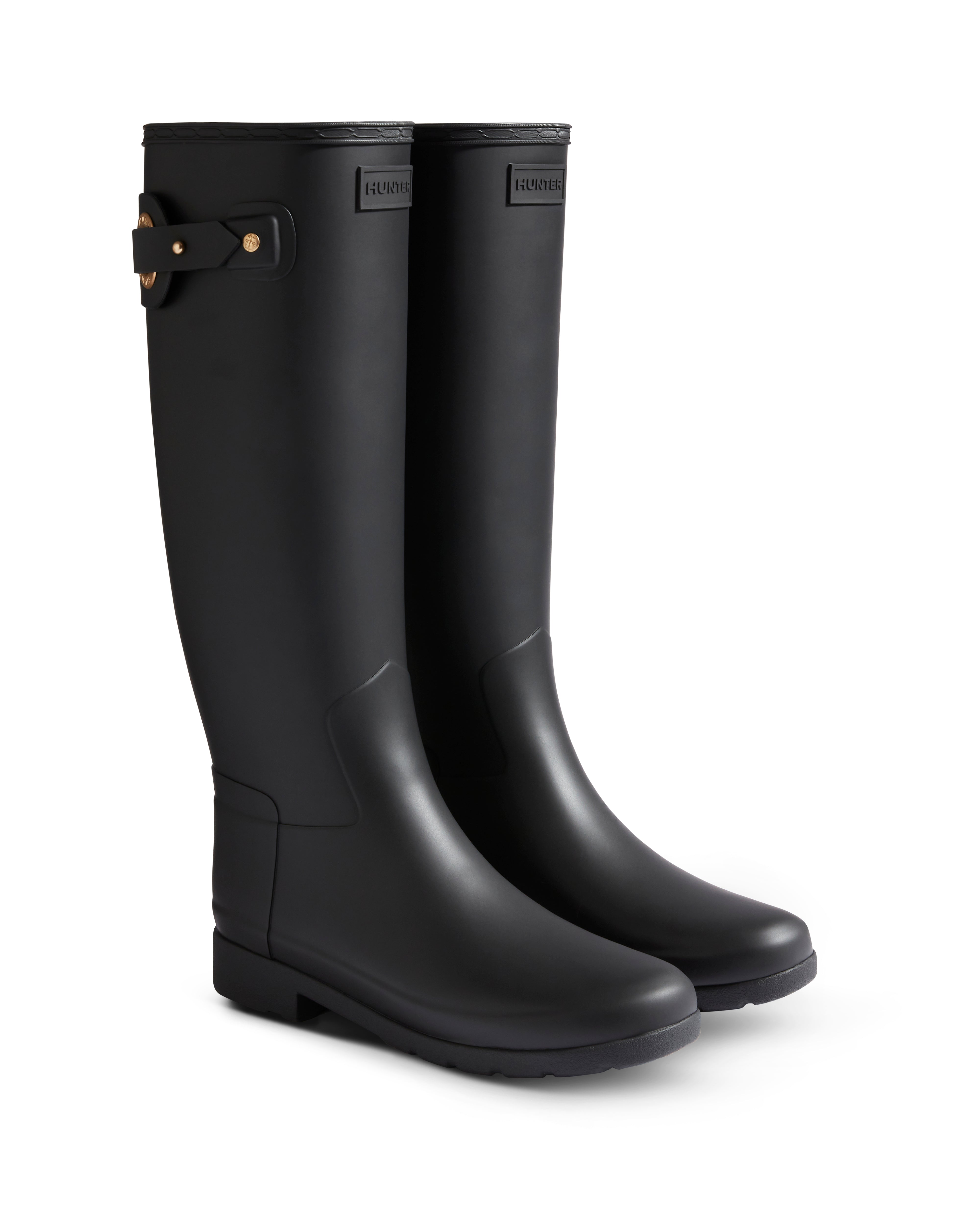 Women's Refined Eyelet Buckle Tall Boots - Black