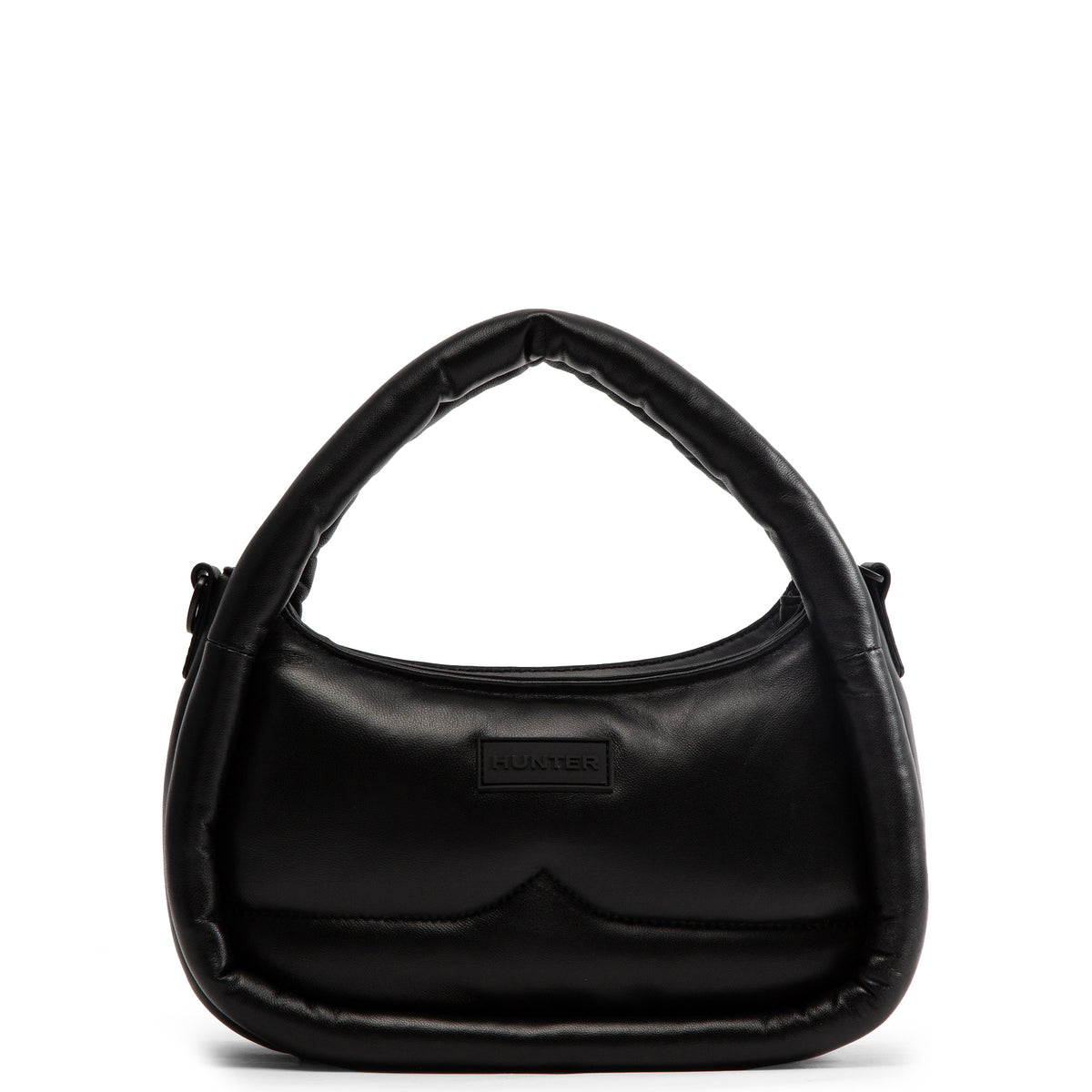 レザー フレームド ミディ ホーボー クロスボディ - ブラック