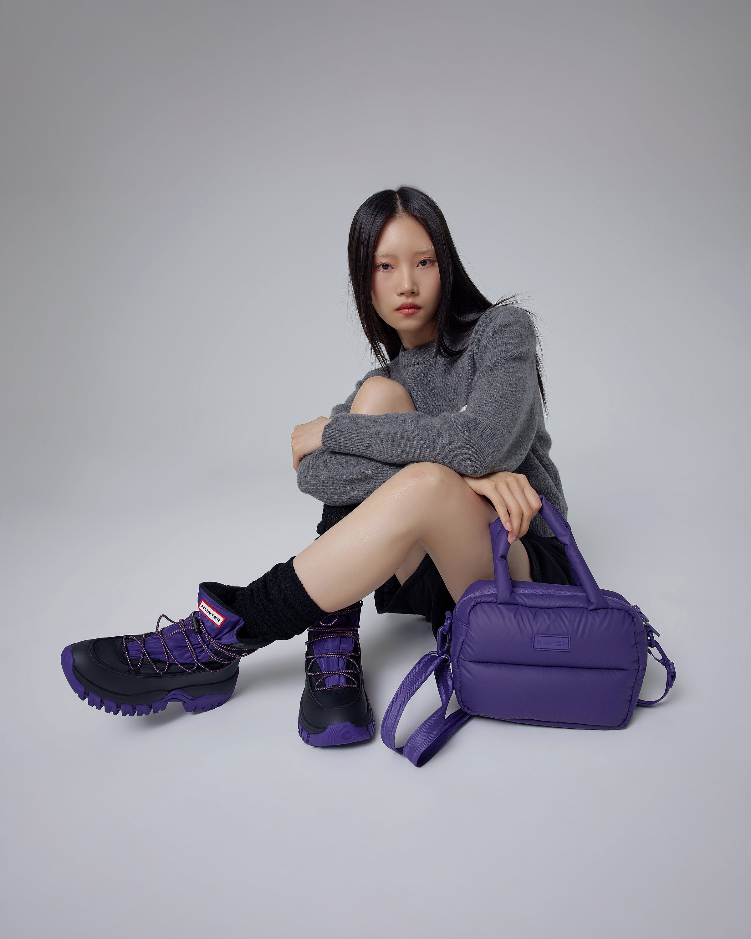 イントレピッド エクストラ パフド ミニ ボストン - リッチパープル