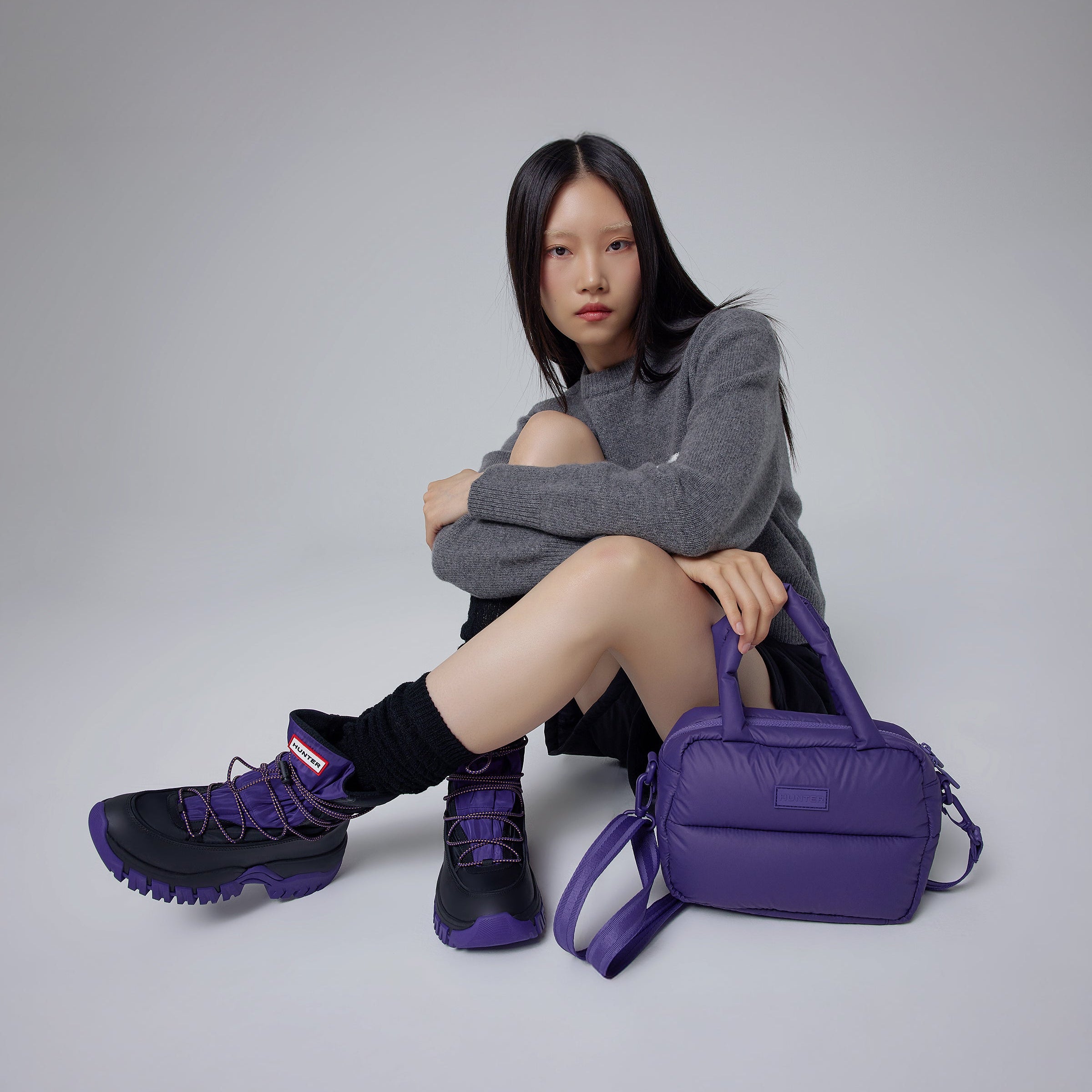 ハンター HUNTER レインシューズ トールブーツ ネイビー　UK6 レディース オリジナル トール レイン ブーツ - ネイビー