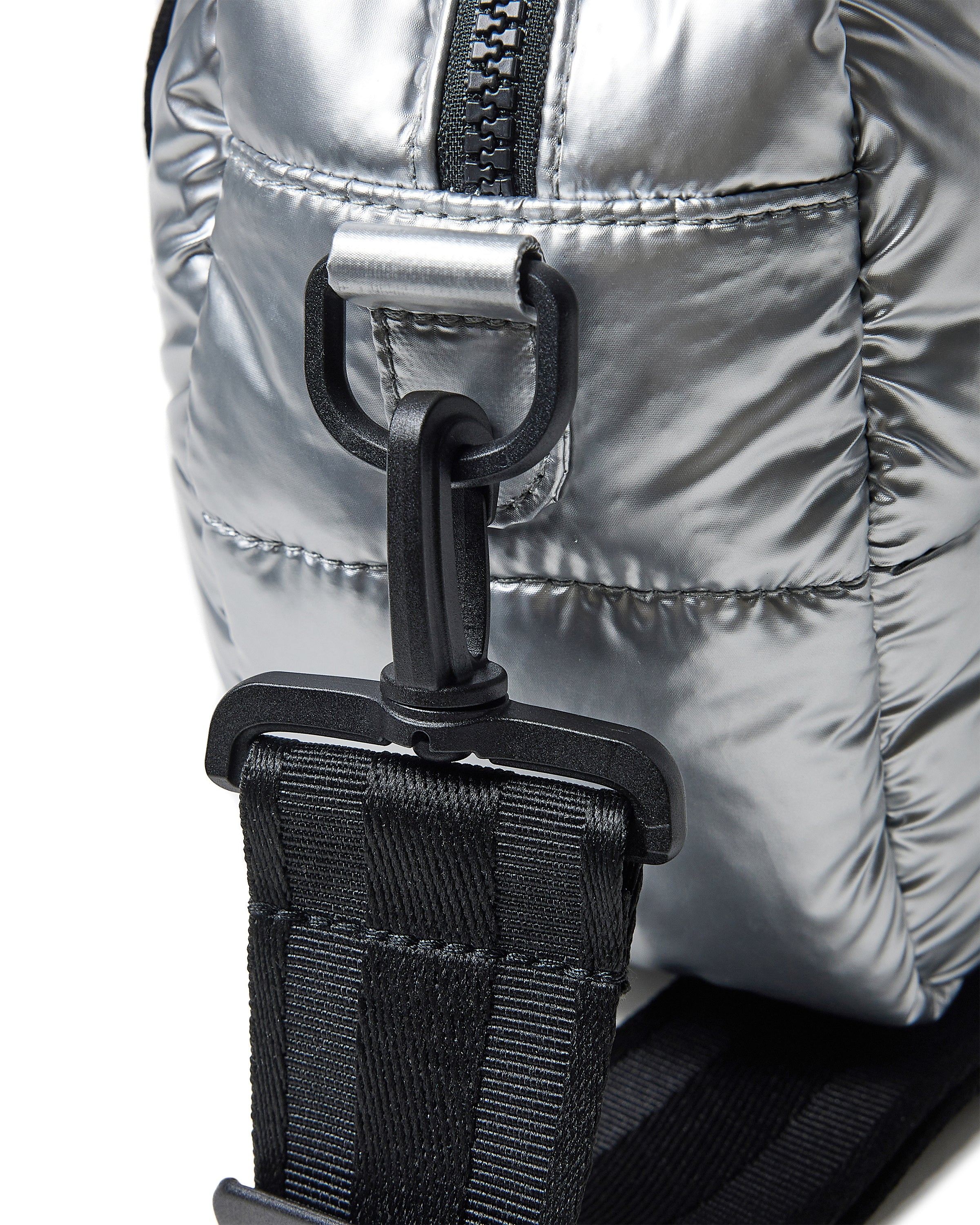 イントレピッド エクストラ パフド ミニ ボストン - シルバー ホイル