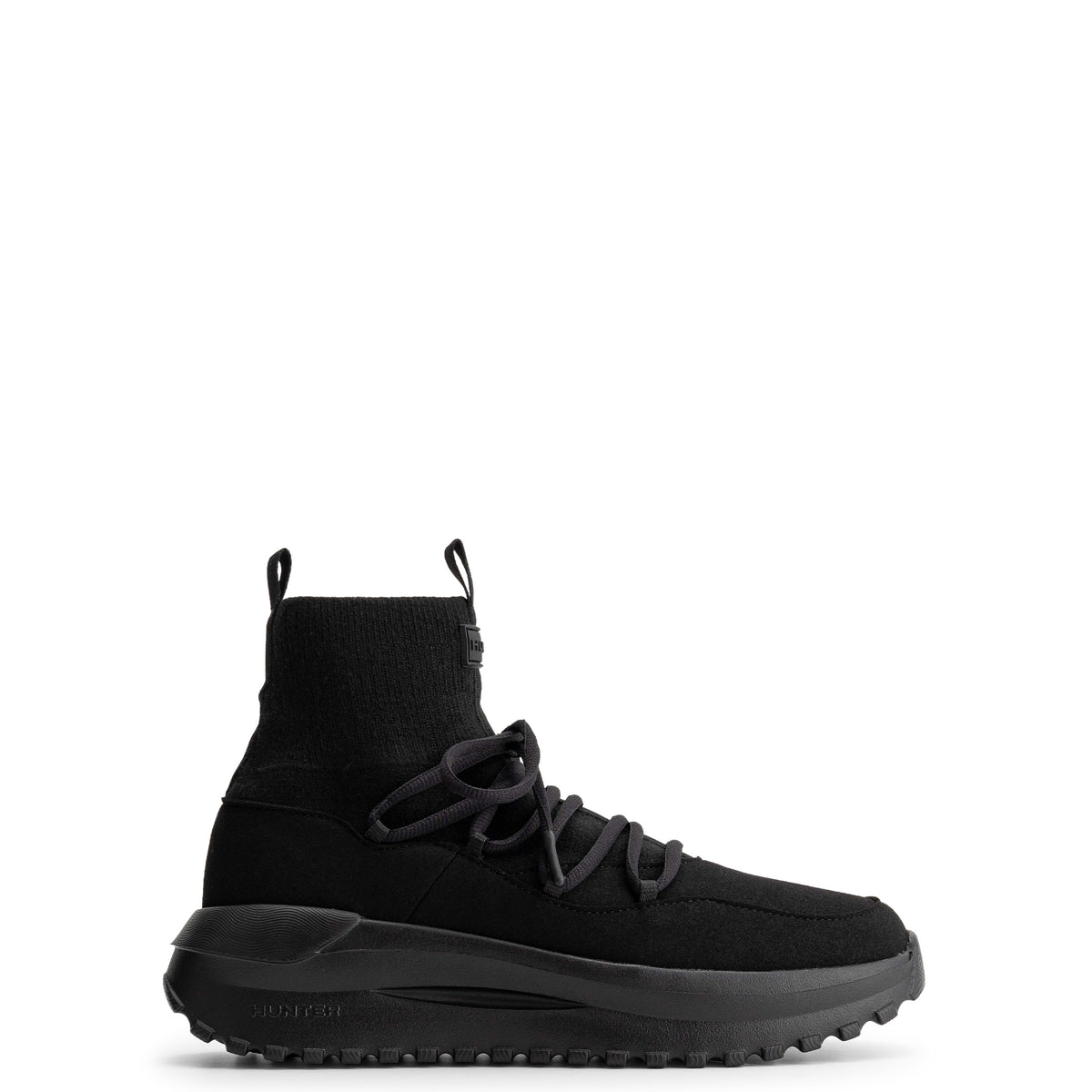 ハンター HUNTER ユニセックス トラベル フロー ビーガン スエード ニット レース ブーツ UFS7117REN-BLK シューズ UFS7117REN-BLK-