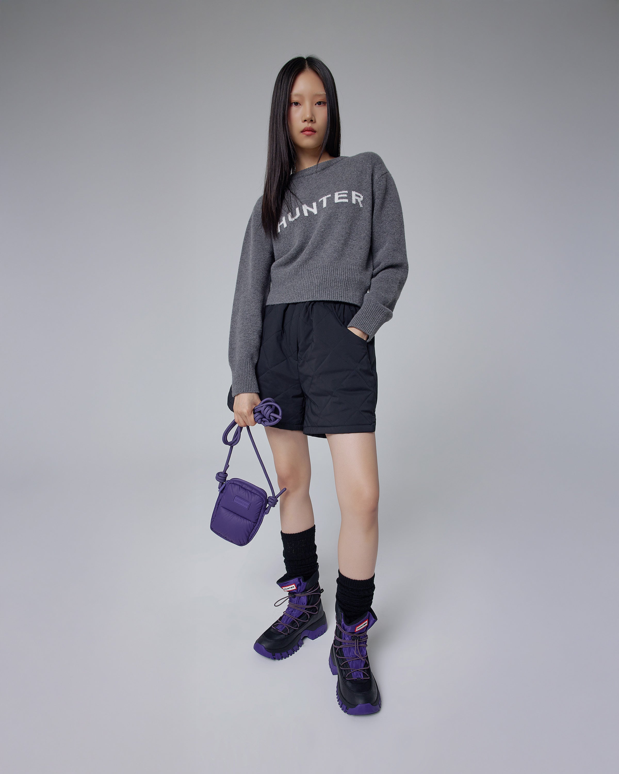 レディース ワンダラー レースアップ アウトドア ブーツ - ブラック / リッチパープル