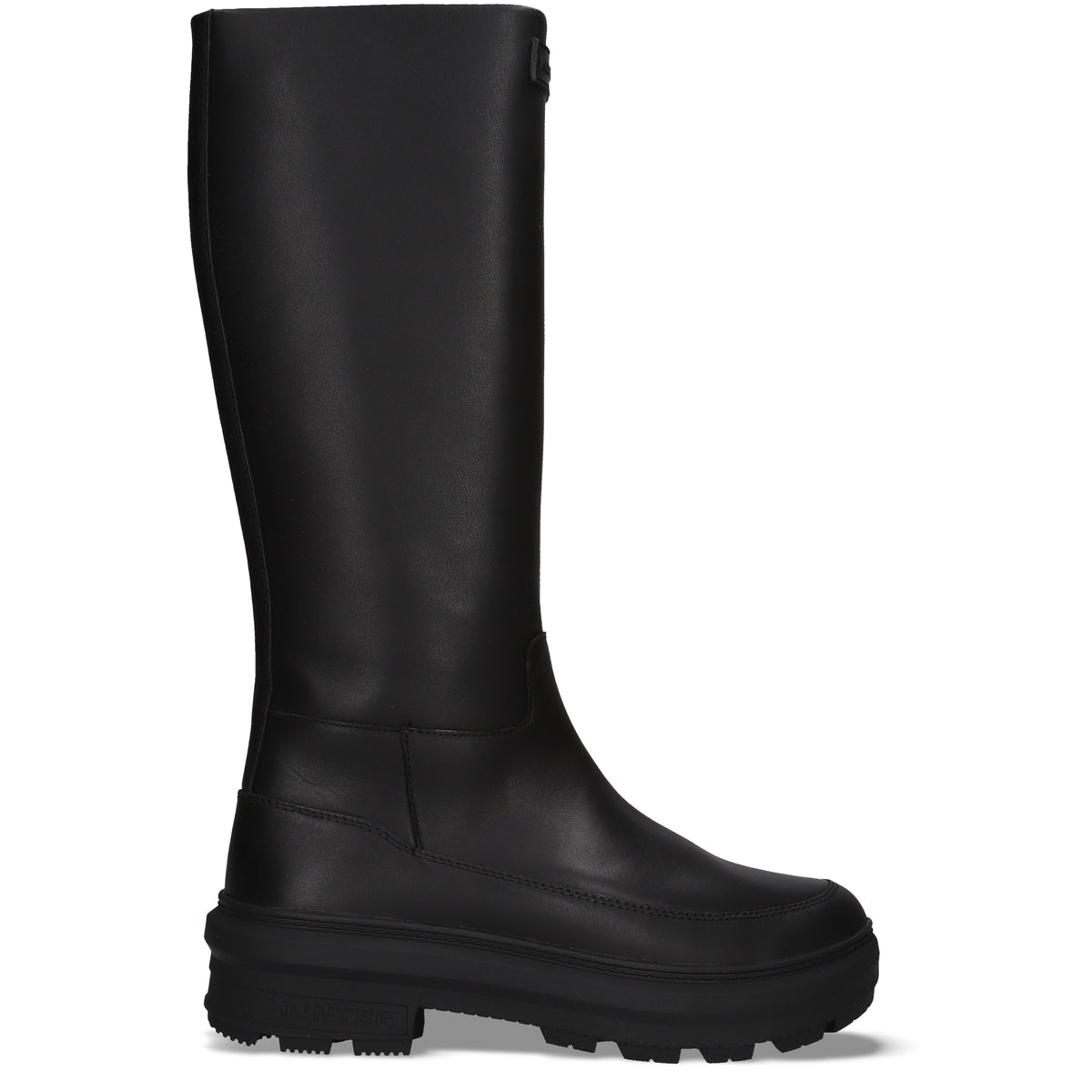 レディース シティ リベル トール レザー ジップ ブーツ - ブラック