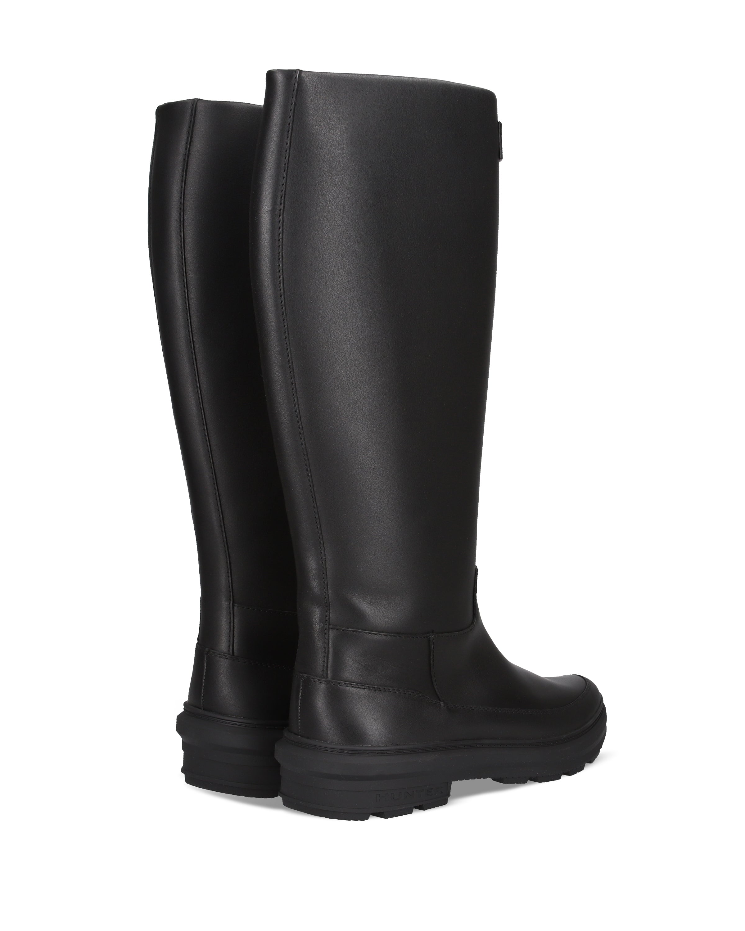 レディース シティ リベル トール レザー ジップ ブーツ - ブラック